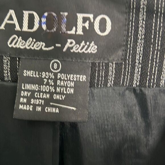 ADOLFO‎ ATELIER PETITE PINSTRIPE  SKIRTSUIT SIZE 8 - Picture 4 of 11